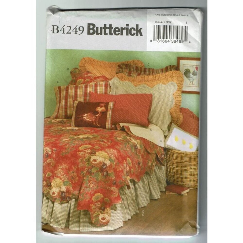 Butterick Sewing Pattern 4249 Bedroom Pillow Shams Bedspread Pillows‎